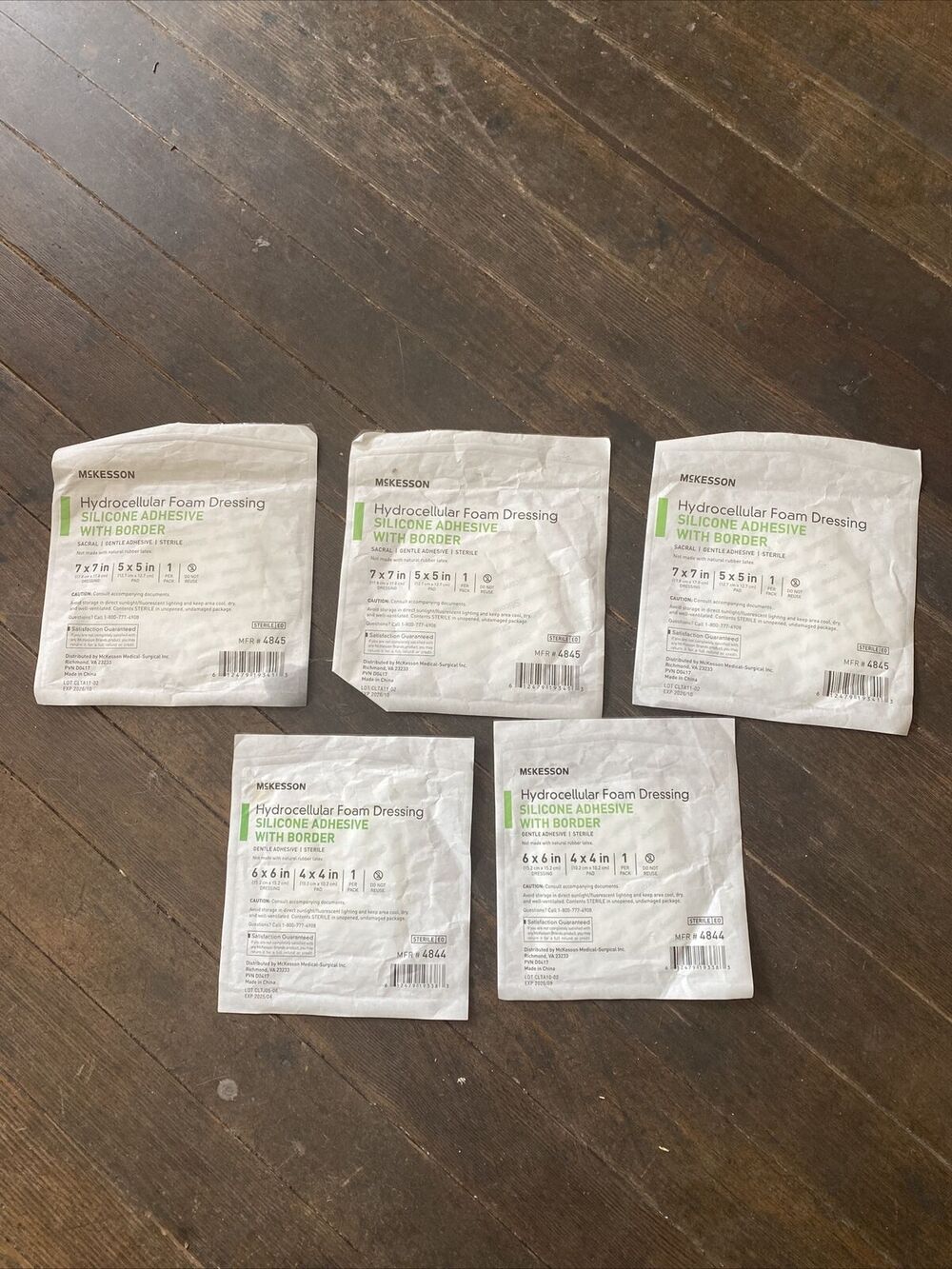 3 McKesson 7x7 & 2 6x6 Inch Hydrocellular Foam Silicone Dressing Adhesive SACRAL